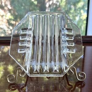 Vintage Mid-Century Art Deco Octagonal Crystal Glass Ashtray – Heavy & Elegant